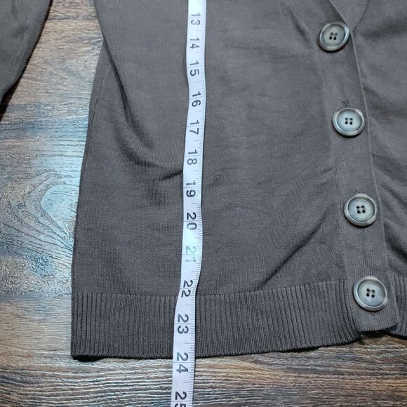 August Silk Brown Cardigan Preppy Sweater M Womens Silk Blend - Picture 12 of 12